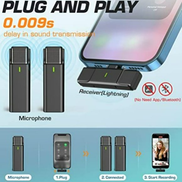 AUXCO 2 Pack Wireless Lavalier Microphone - Picture 3 of 7